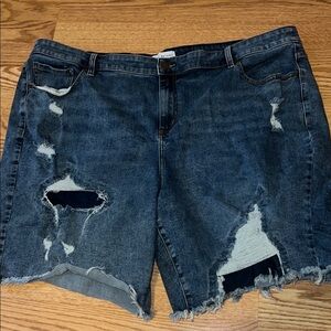Lane Bryant Mid-Rise Flex Waistband Boyfriend Bermuda Distressed Jean Shorts